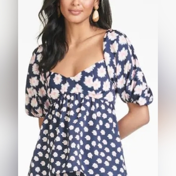 Sachin & Babi Floral Puff Sleeve Blouse Size 4 - Picture 7 of 7